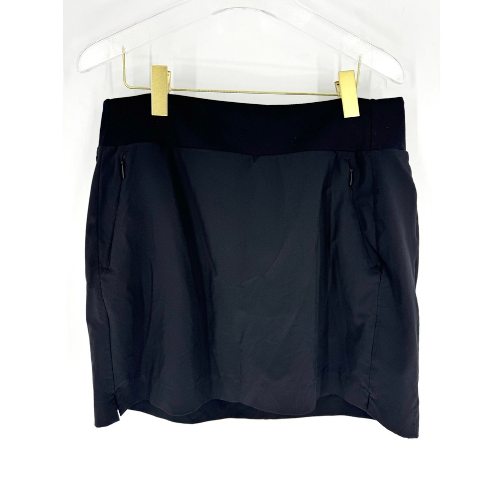 Athleta Womens Black Active Skort Size 12 Hiking Tennis Skirt with Zip Pockets